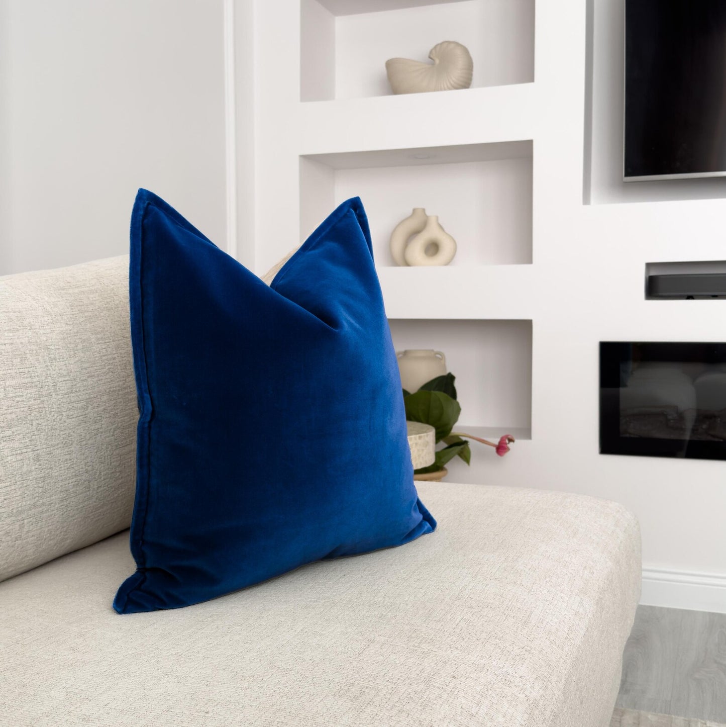 Premium Velvet Navy Blue Throw Pillow Cover Flanged Deep Blue Cushion Cover Home Decor Lumbar Pillow Cover