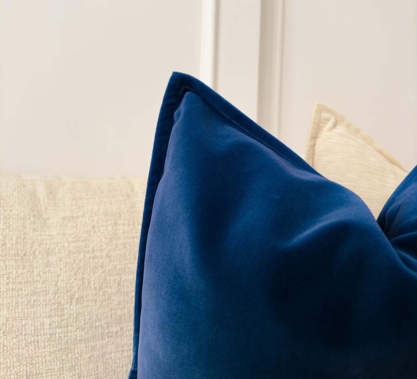 Premium Velvet Navy Blue Throw Pillow Cover Flanged Deep Blue Cushion Cover Home Decor Lumbar Pillow Cover