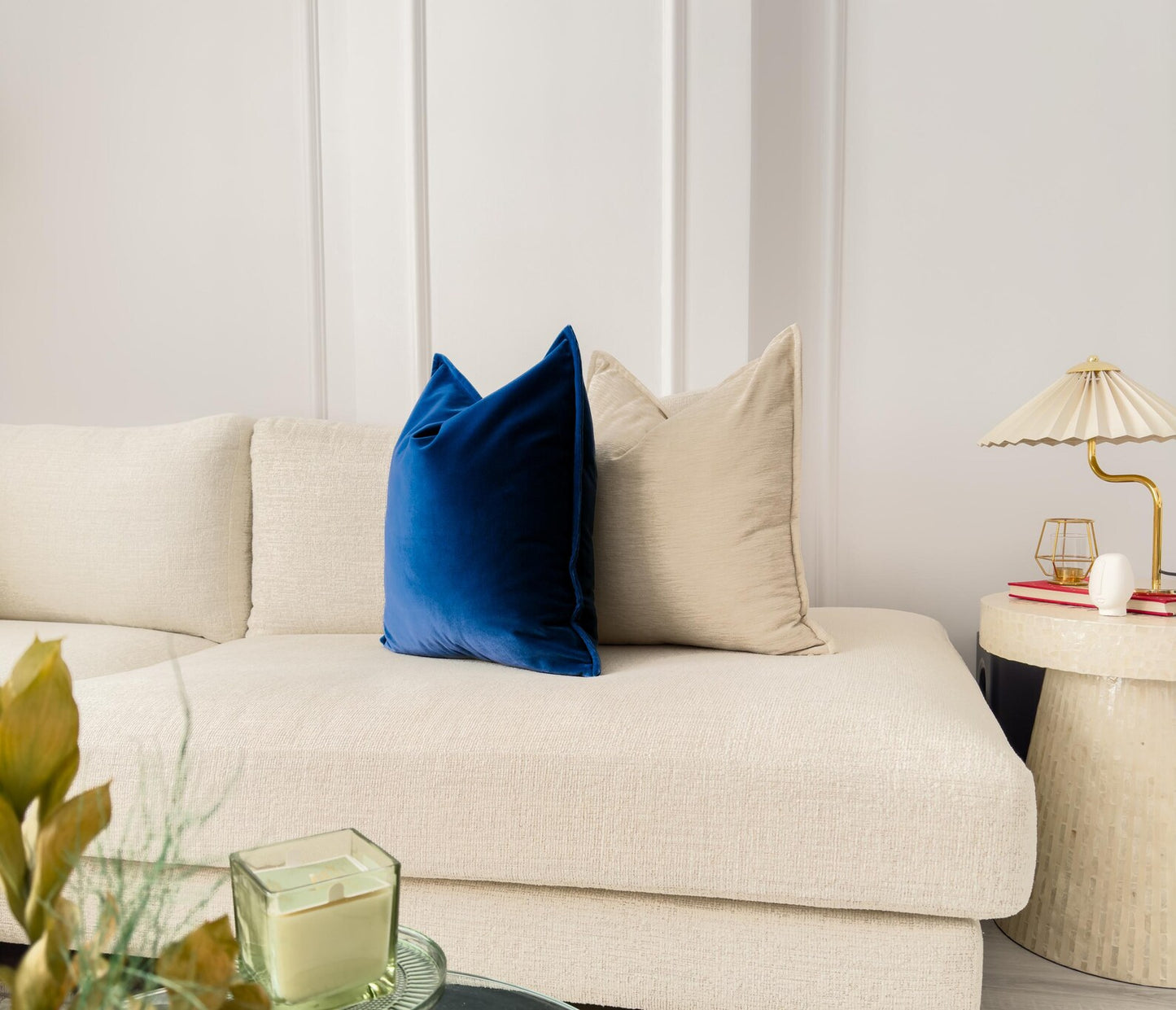 Premium Velvet Navy Blue Throw Pillow Cover Flanged Deep Blue Cushion Cover Home Decor Lumbar Pillow Cover