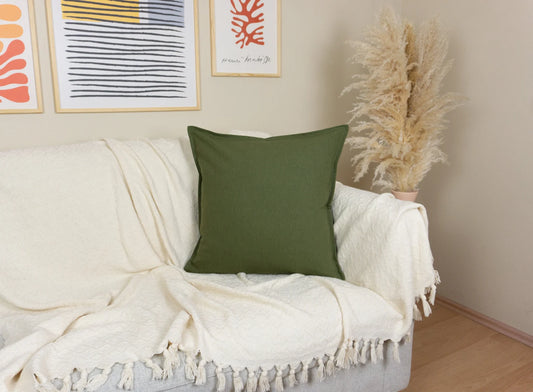 Cotton Linen Moss Green Pillow Cover Throw Pillow Moss Green Scatte Cushion Cover (All Sizes)
