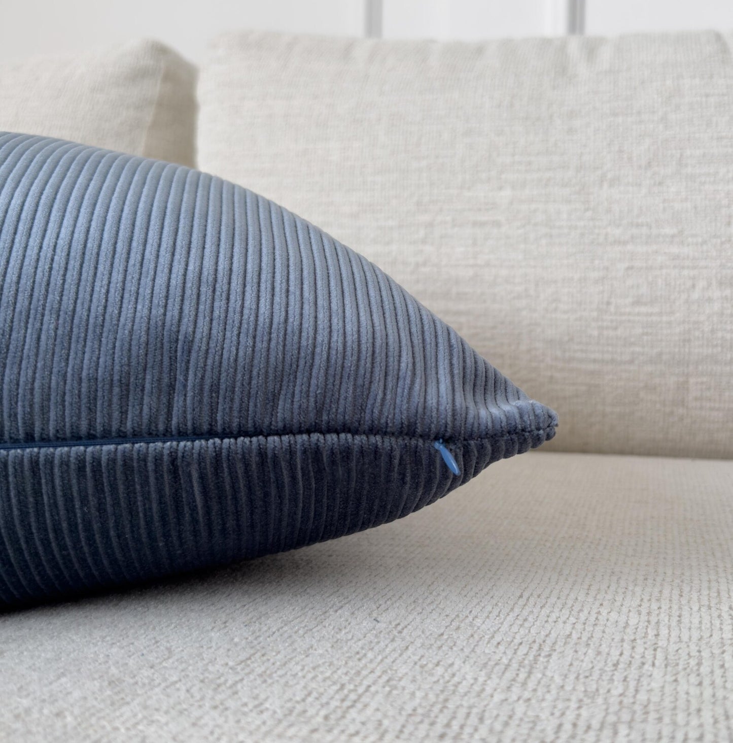 Cobalt Blue Corduroy Velvet Pillow Cover Ribbed Decorative Cushion for Sofa Bed